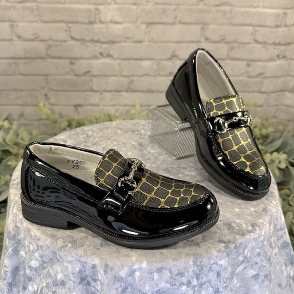 Just One Sight - Black Patent Round Toe Dress Bit Loafer Little Boys 8.5M🖤NWOT